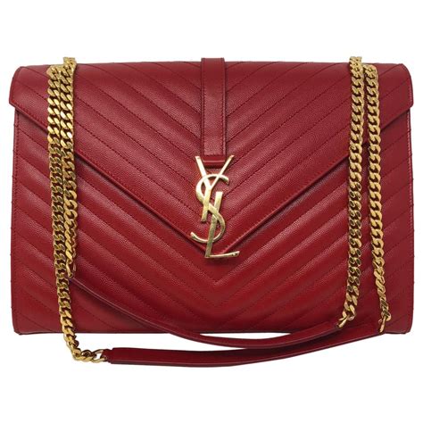 ysl dark red bag|ysl red bag gold chain.